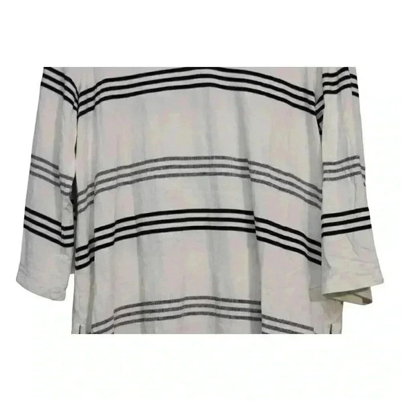 J Jill Wearever Collection Blouse Size Medium Striped Lagenlook Tunic 3/4 Sleeve - Picture 2 of 12